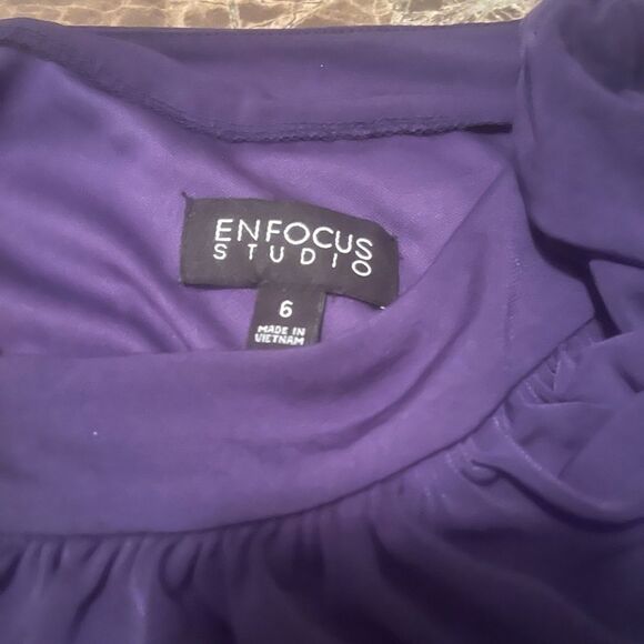 Enfocus Studio Womens Purple 3/4 Split Sleeve Scoop Neck Casual Blouson … - Picture 5 of 5